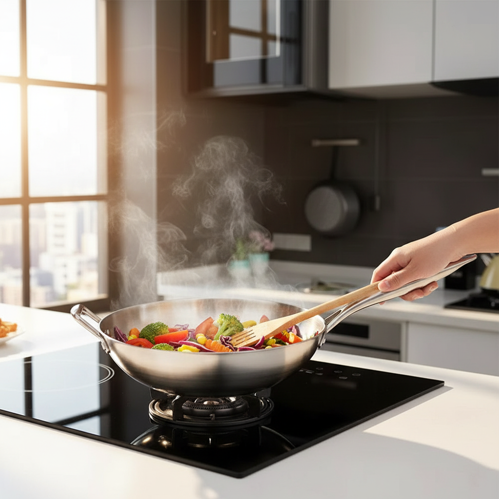 316 Stainless Steel Frying Pan Wok NonStick Pan Fried Steak Pot Uncoated Kitchen Cookware For Gas Stove and Induction Cooker Wok